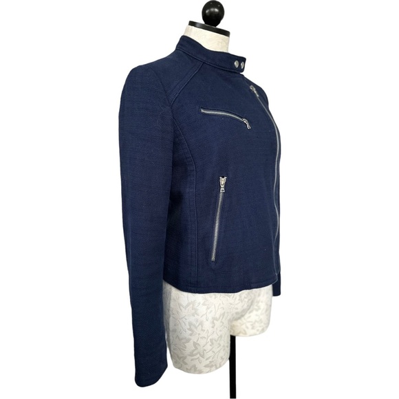 Gap Moto Navy Asymmetrical Jacket Zippers Size Medium - Picture 8 of 16